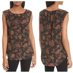 Theory Alamay-Morris 100% Silk Floral Paisley Keyhole Blouse Size Medium